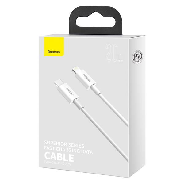 Baseus kabel Superior PD USB-C - Lightning 1,5 m biały 20W-2107938