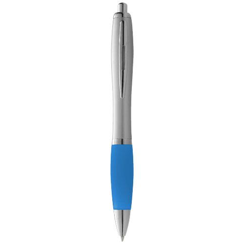 Długopis ze srebrnym korpusem i kolorowym uchwytem Nash-2309860