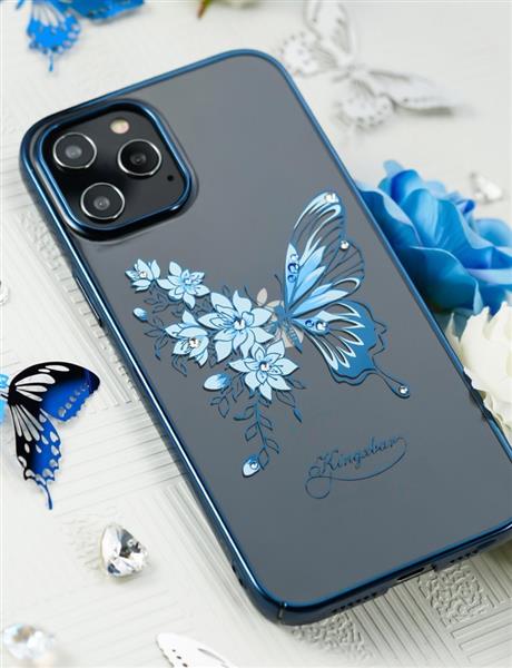 Kingxbar Butterfly Series błyszczące etui ozdobione oryginalnymi Kryształami Swarovskiego motyle iPhone 12 mini niebieski-2165206