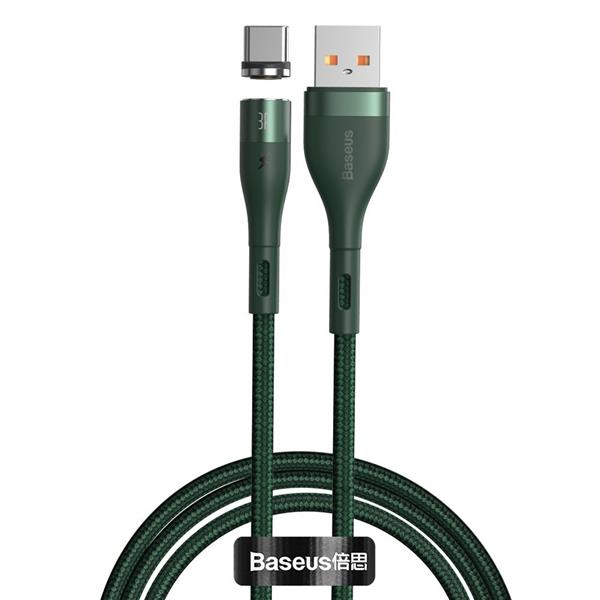 Baseus Zinc magnetyczny kabel USB - USB Typ C (ładowanie 3 A / dane 480 Mbps) Quick Charge AFC 1 m zielony (CATXC-M06)-2166495