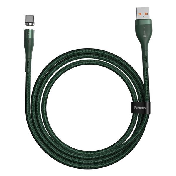 Baseus Zinc magnetyczny kabel USB - USB Typ C (ładowanie 3 A / dane 480 Mbps) Quick Charge AFC 1 m zielony (CATXC-M06)-2166498