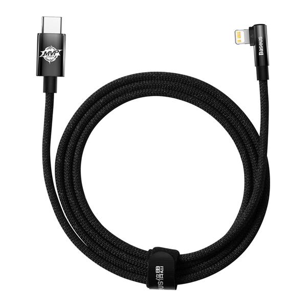 Baseus MVP 2 Elbow kątowy kabel przewód Power Delivery z bocznym wtykiem USB Typ C / Lightning 2m 20W czarny (CAVP000301)-2416763