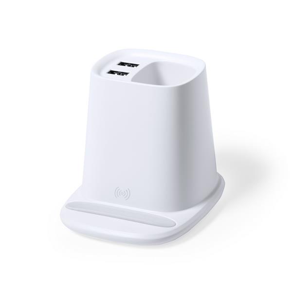 Ładowarka bezprzewodowa 5W, hub USB 2.0, pojemnik na przybory do pisania, stojak na telefon-1660852