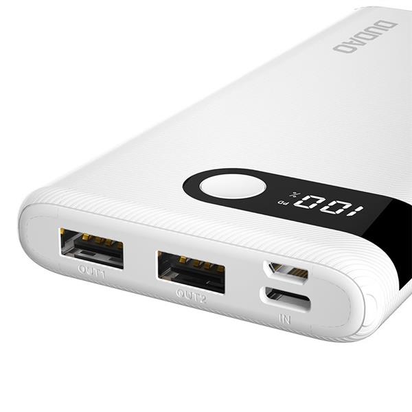 Dudao power bank 10000 mAh 2x USB / USB Typ C / micro USB 2 A z ekranem LED biały (K9Pro-01)-2162517