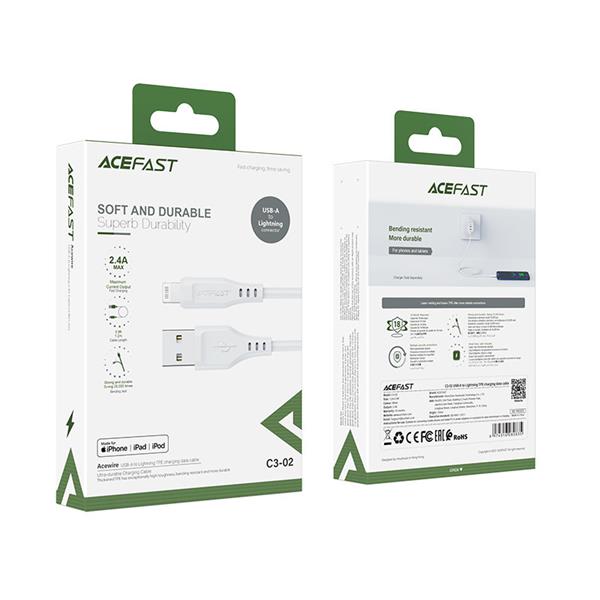 Acefast kabel MFI USB - Lightning 1,2m, 2,4A biały (C3-02 white)-2270159