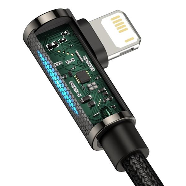 Baseus Legendary kątowy nylonowy kabel przewód USB - Lightning dla graczy 2,4A 1m czarny (CALCS-01)-2210586