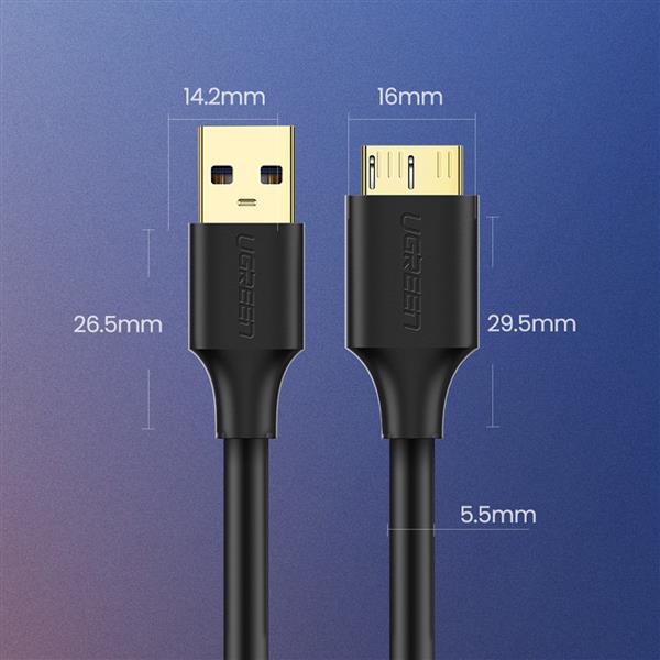 Ugreen kabel przewód USB-A 3.0 - Micro USB-B SuperSpeed 5Gb/s 1m czarny (US130)-2950354