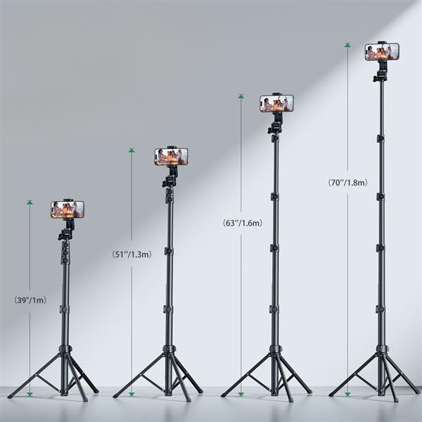 Selfie stick Ugreen LP680 ze stojakiem i pilotem Bluetooth 1.8m - czarny-3129173