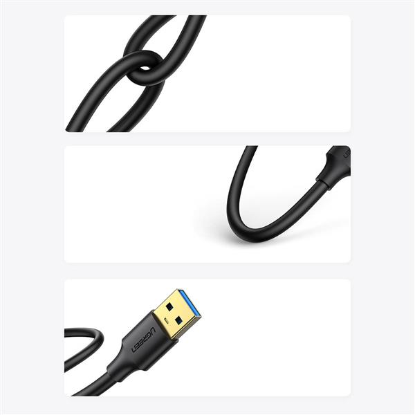 Ugreen kabel przewód USB-A - USB-A USB3.0 5Gb/s 0.5m czarny (US128)-3108572