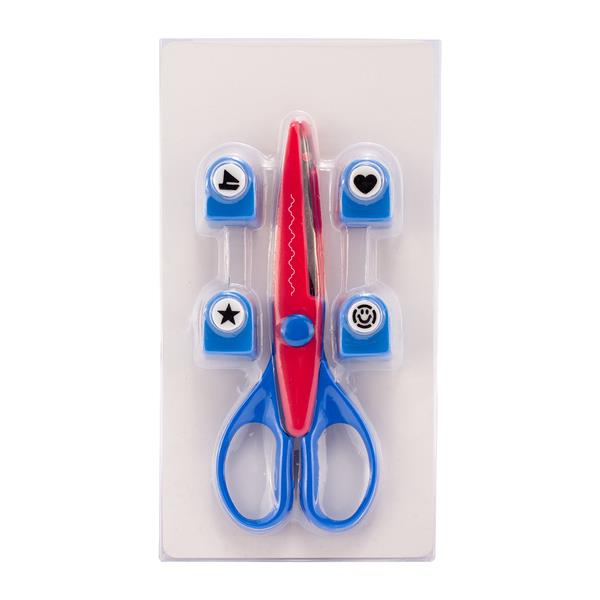 Zestaw dziurkaczy z nożyczkami Fun-design, niebieski-2013849