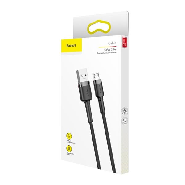 Baseus Cafule Cable wytrzymały nylonowy kabel przewód USB / micro USB QC3.0 2.4A 0,5M czarno-szary (CAMKLF-AG1)-2141498