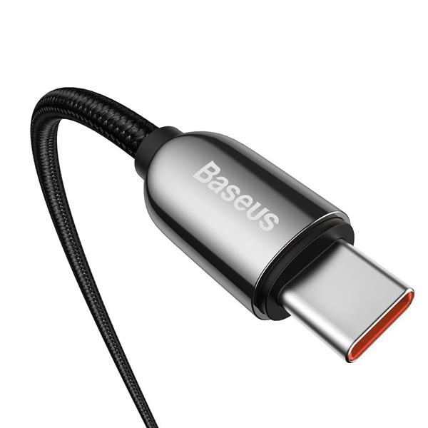 Baseus kabel USB Typ C - USB Typ C 100 W (20 V / 5 A) 1 m Power Delivery z wyświetlaczem ekranem miernik mocy czarny (CATSK-B01)-2200511