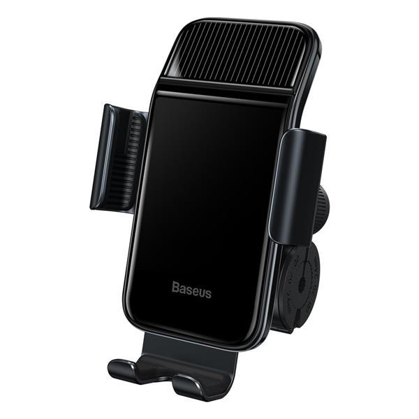 Baseus elektryczny rowerowy uchwyt na smartfon z wbudowanym panelem słonecznym 150mAh czarny (SUZG010001)-2382216