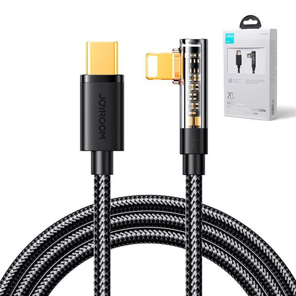 Joyroom kabel Lightning kątowy - USB C do szybkiego ładowania i transferu danych 20W 1,2 m czarny (S-CL020A6)-2967302