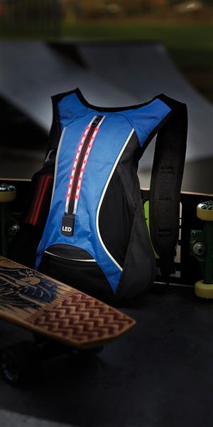 Plecak sportowy LED RUN, czarny, niebieski-2306331