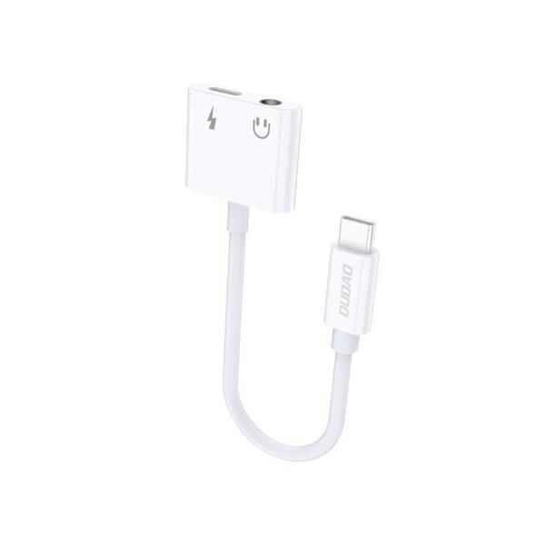 Dudao adapter przejściówka rozdzielacz słuchawkowy USB Typ C - USB Typ C / 3,5 mm mini jack biały (L13T white)-2157005