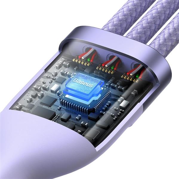 Baseus Flash Series II kabel USB Typ C / USB Typ A - USB Typ C / Lightning / micro USB 100 W 1,2 m fioletowy (CASS030105)-2299797