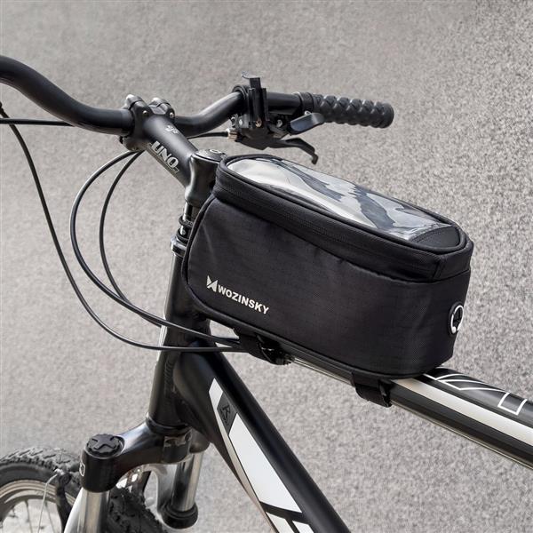 Wozinsky torba na telefon na ramę rowerową na ramę pokrowiec na telefon do 6,5 cala 1,5L czarny (WBB2BK)-2142347