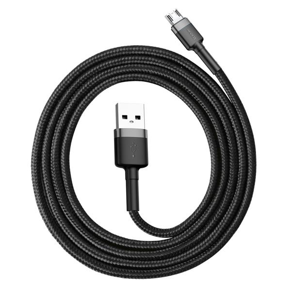 Baseus Cafule Cable wytrzymały nylonowy kabel przewód USB / micro USB QC3.0 2.4A 1M czarno-szary (CAMKLF-BG1)-2962532