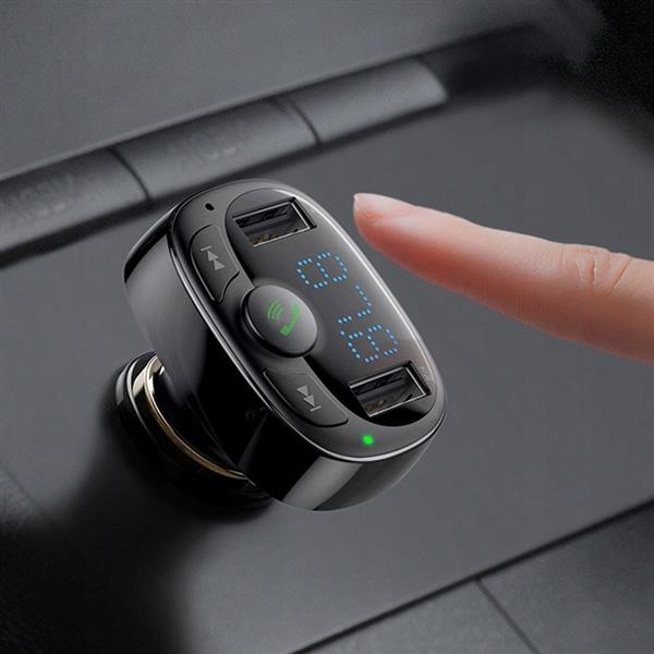 Baseus T-Typed Transmiter FM Bluetooth ładowarka samochodowa MP3 2x USB TF microSD 3.4A czarny (CCTM-01)-2144185