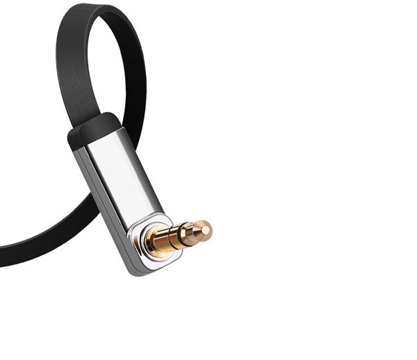 Ugreen płaski kątowy kabel przewód audio AUX 3,5 mm mini jack 0,5 m czarny (AV119 10596)-3101996