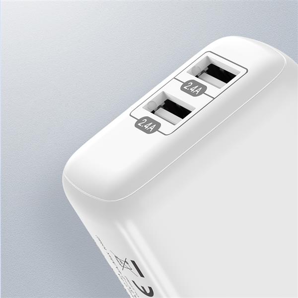 Dux Ducis ładowarka sieciowa 2x USB 12W 2,4A biały (C10 white)-2212483