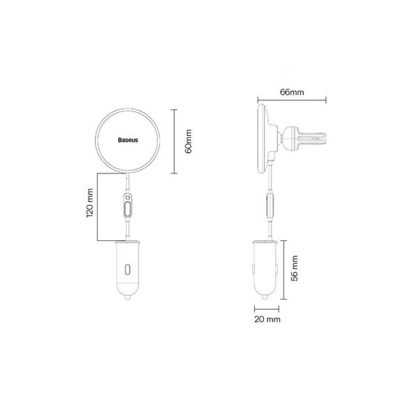 Ładowarka indukcyjna do samochodu MagSafe 15W USB 25W Baseus CW01 - czarna-3118475