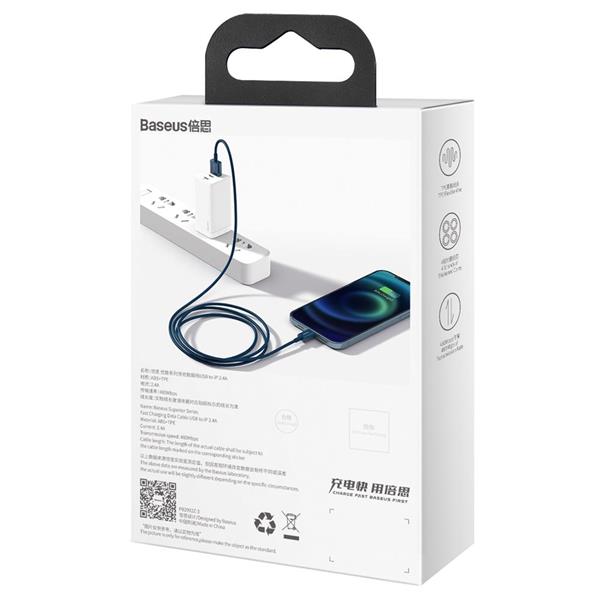 Baseus kabel Superior USB - Lightning 1,0 m 2,4A niebieski-3029699