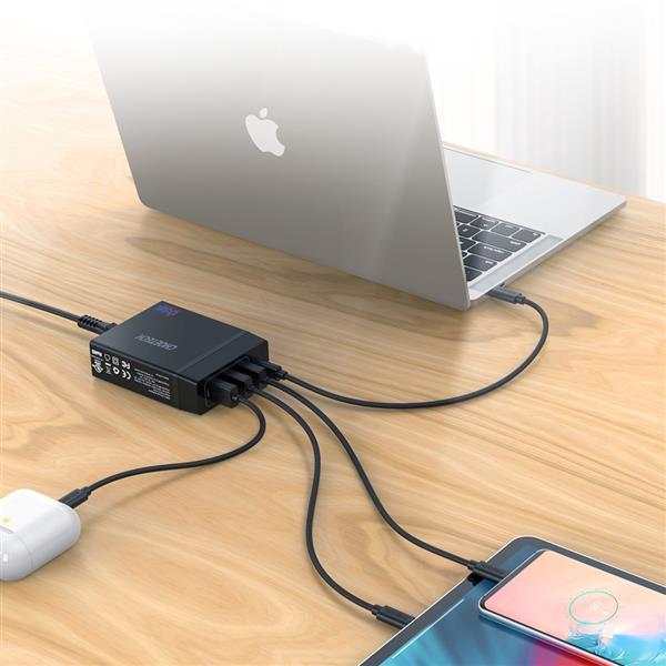 Choetech ładowarka sieciowa 3x USB / 1x USB Typ C 60W Power Delivery czarny (PD72-1C3U)-2218623