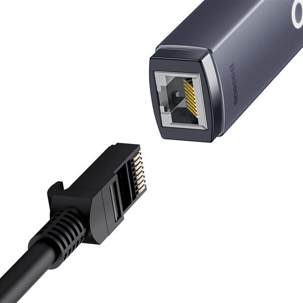 Baseus Lite Series adapter USB - RJ45 gniazdo LAN 100Mbps szary (WKQX000013)-2387279