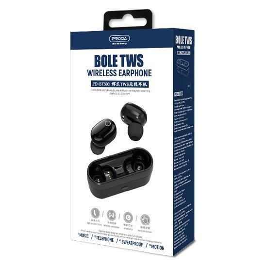 Proda dokanałowe bezprzewodowe słuchawki Bluetooth 5.0 TWS czarny (PD-BT500 black)-2157596