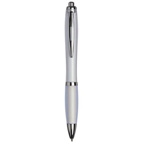 Curvy ballpoint pen with frosted barrel and grip-3090099