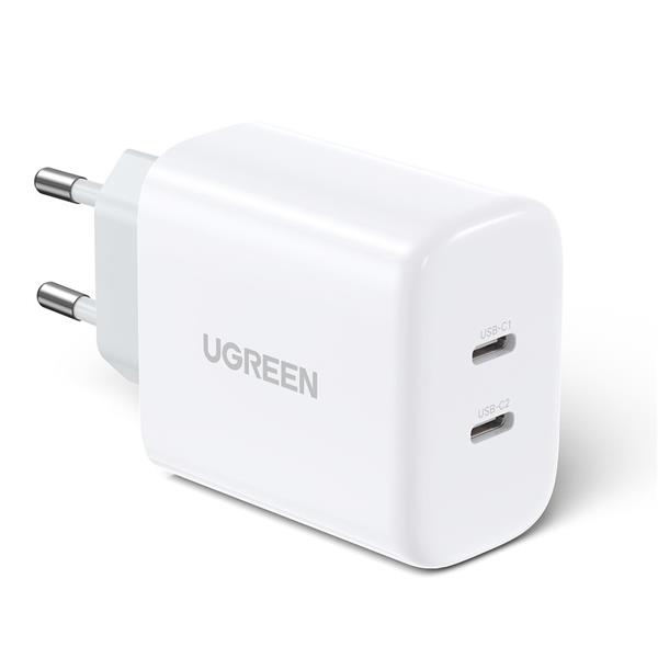 Ugreen ładowarka sieciowa 2x USB Typ C 40W Power Delivery biały (10343)-3102677