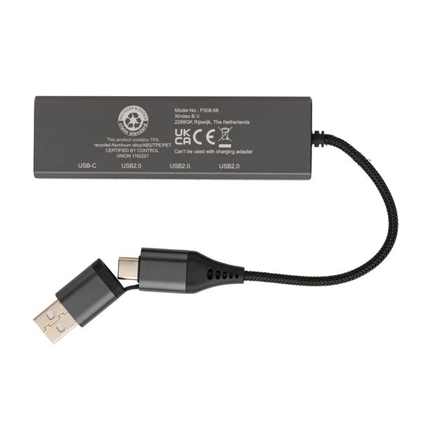 Hub USB 2.0 z USB C, aluminium z recyklingu-2652112