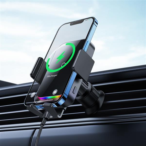 Baseus Halo uchwyt samochodowy do telefonu z ładowarką indukcyjną 15W na kartkę czarny (SUDD000001)-2417101