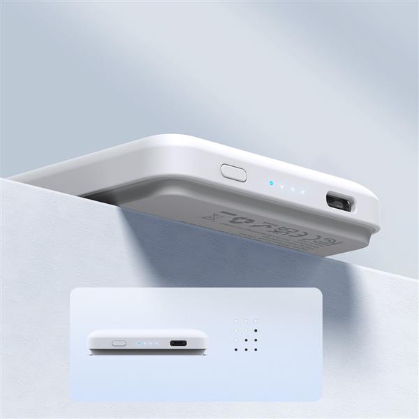 Duzzona magnetyczny powerbank 5000 mAh z funkcją ładowania bezprzewodowego (MagSafe, Qi) USB-C 20W biały (W4)-2411006