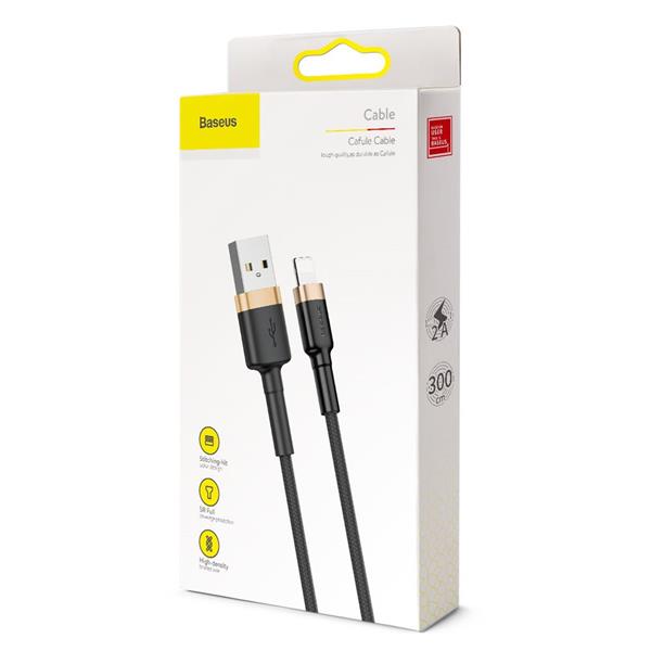 Baseus kabel Cafule USB - Lightning 3,0 m 1,5A złoto-czarny-2081344