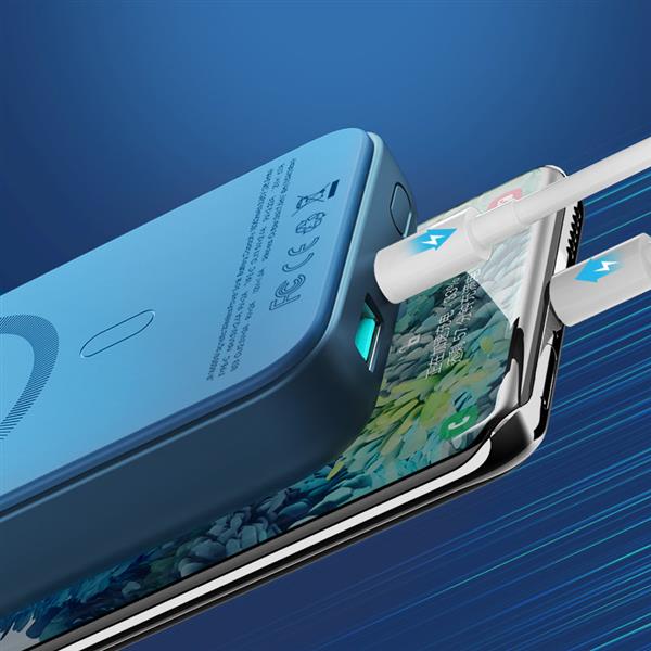 Joyroom powerbank 10000mAh 20W Power Delivery Quick Charge magnetyczna ładowarka bezprzewodowa Qi 15W do iPhone kompatybilna z MagSafe niebieski (JR-W020 blue)-2381124