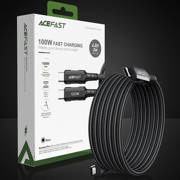 Acefast kabel USB Typ C - USB Typ C 2m, 100W (20V/5A) czarny (C4-03 Black)-2269814