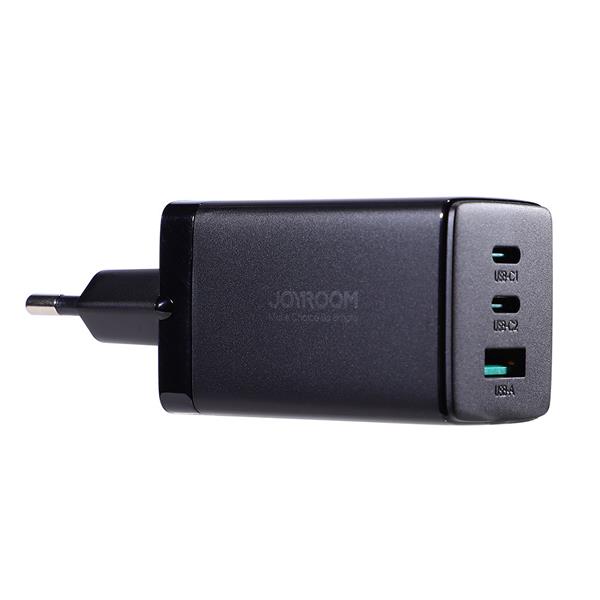 Joyroom szybka ładowarka GaN 65W USB, 2x USB C czarna + kabel USB C - USB C 100W 1.2m (TCG01)-2967026