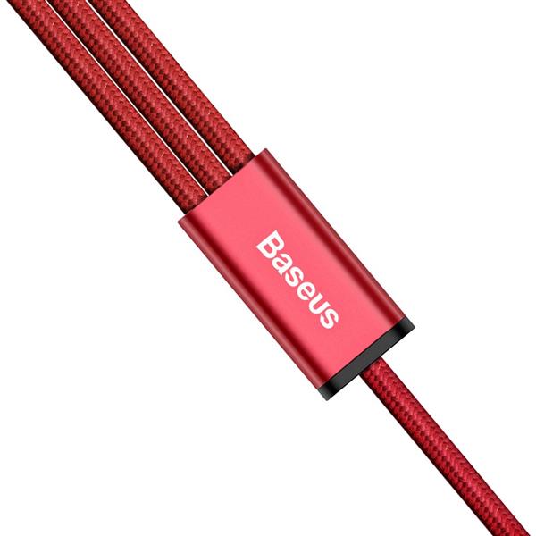 Baseus Rapid kabel 3w1 USB - micro USB / Lightning / USB-C w nylonowym oplocie 3A 1,2M czerwony (CAMLT-SU09)-2142545