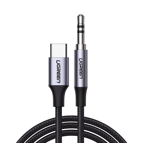 Ugreen kabel audio stereo AUX 3,5 mm mini jack - USB Typ C do telefonu tabletu 1m czarny (CM450 20192)-2184263