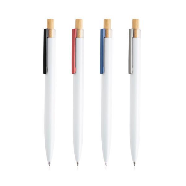 Aluminiowy długopis z recyklingu z bambusowym detalem-3183047