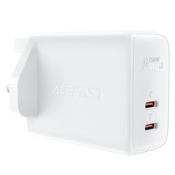 Acefast ładowarka sieciowa GaN (wtyczka UK) 2x USB Typ C 50W, Power Delivery, PPS, Q3 3.0, AFC, FCP (A32 UK)-2405731