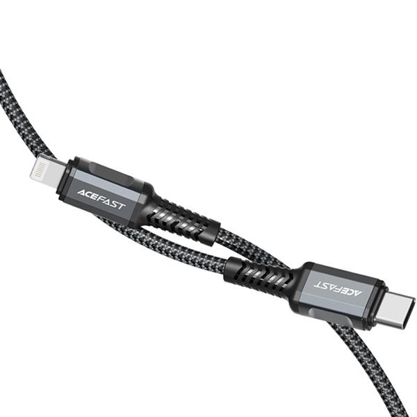 Acefast kabel MFI USB Typ C - Lightning 1,2m, 30W, 3A szary (C1-01 deep space gray)-2269835