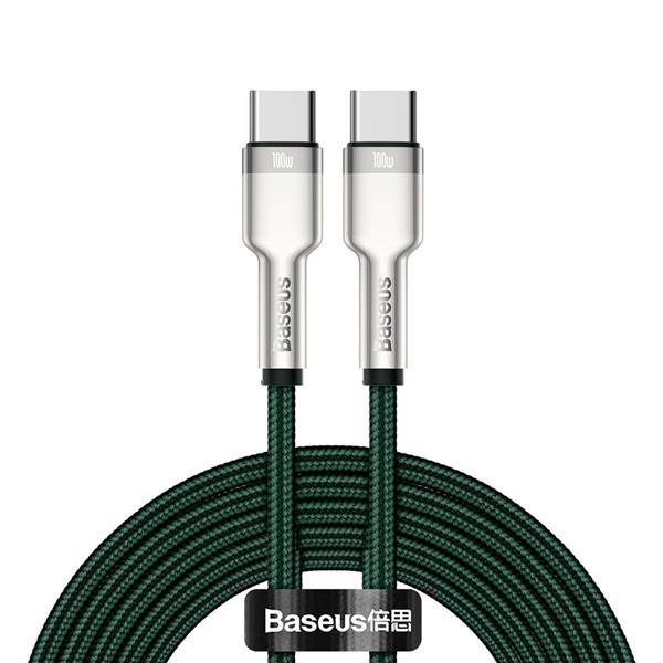 Baseus Cafule Metal Data kabel USB Typ C - USB Typ C 100 W (20 V / 5 A) Power Delivery 2 m zielony (CATJK-D06)-2178924