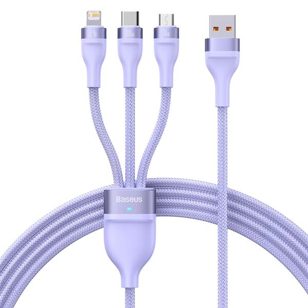 Baseus kabel 3w1 Flash II USB + USB-C - Lightning + USB-C + microUSB 1,5 m 3,5A fioletowy 100W-3000114