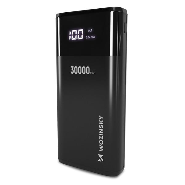 Wozinsky powerbank 30000mAh Li-Ion 4 x USB z wyświetlaczem LCD 2 A czarny (WPB-001BK)-2379204