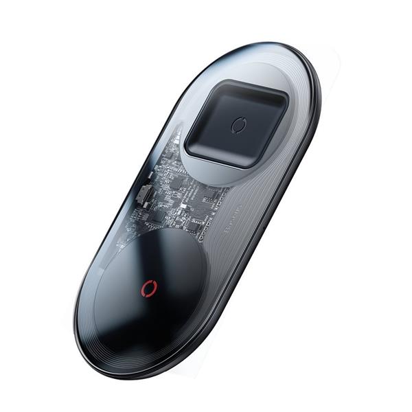 Baseus Simple 24W 2w1 bezprzewodowa ładowarka Qi do telefonu i słuchawek AirPods + ładowarka sieciowa czarny (TZWXJK-B01)-2150430