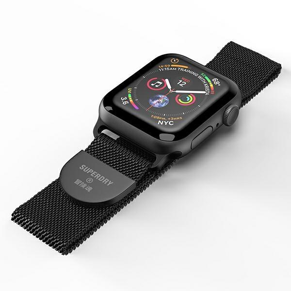 Etui SuperDry Watchband na Apple Watch 38/40/41 mm Series 4/5/6/7/8/SE/SE 2 Chainmail - czarne 41681-2285145